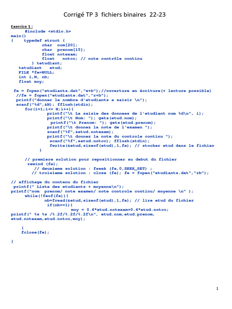 Gestion des étudiants et produits en C | PDF | Informatique | Standards ...
