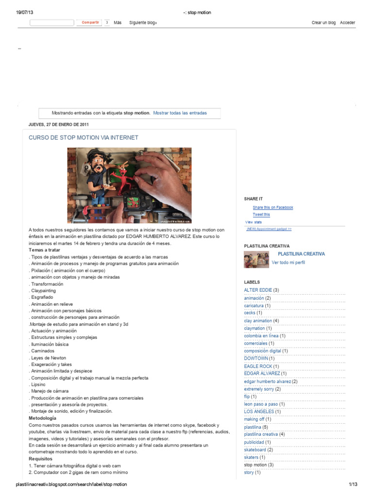 Curso Online de Animación Stop Motion | PDF | Animación