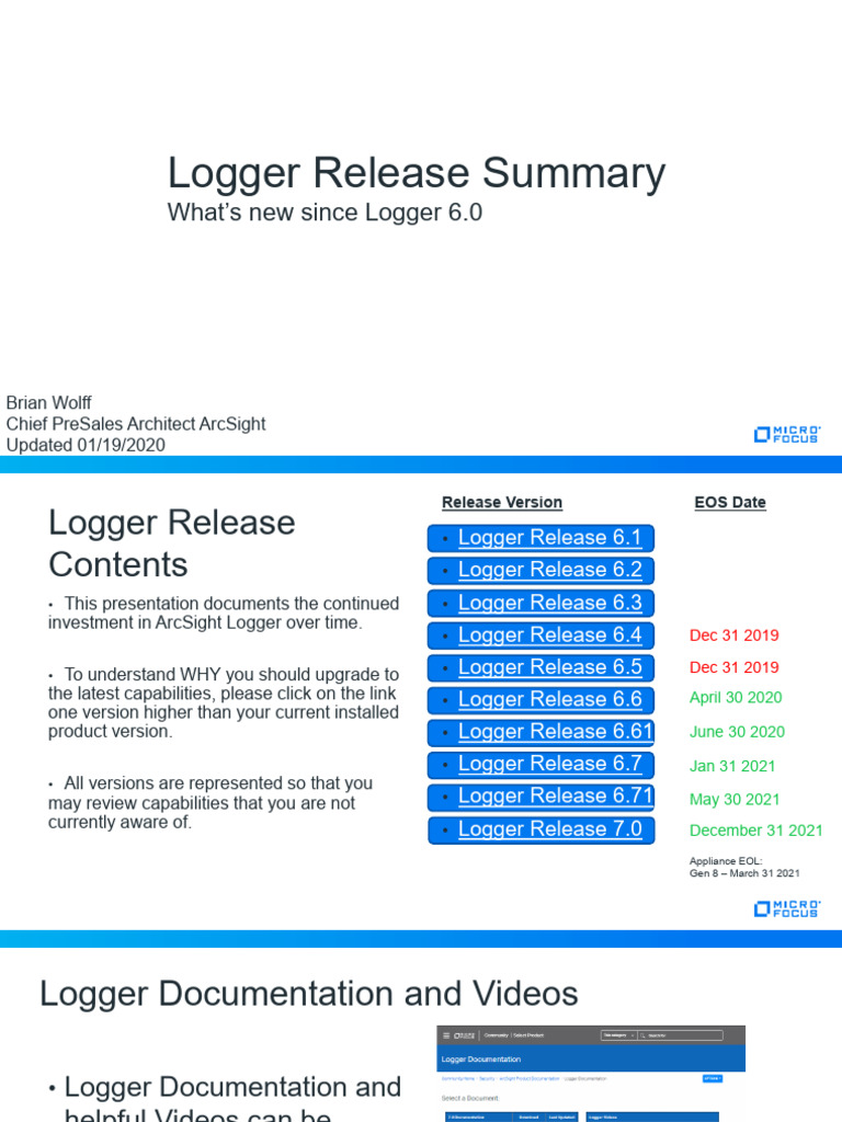 ArcSight Logger Release Updates Summary | PDF | Metadata | Transport ...