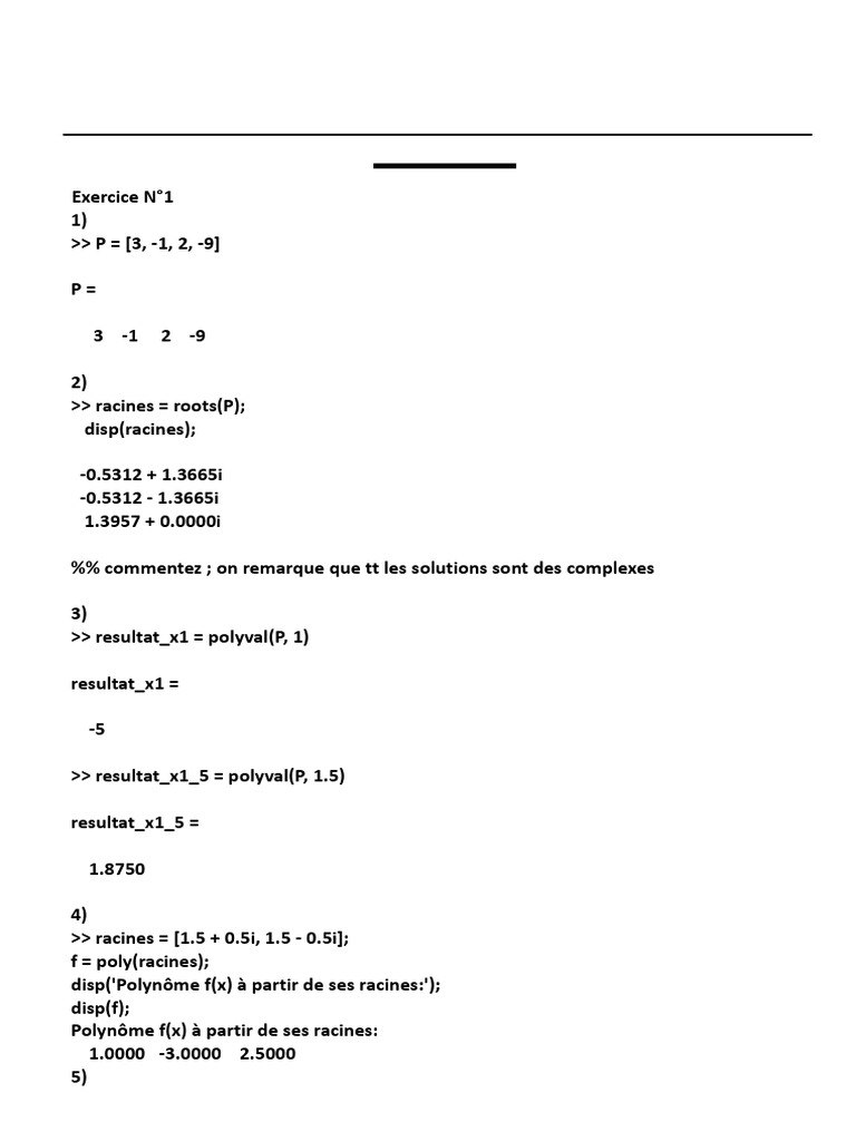 Correction TP Mathématiques 2023/2024 | PDF | Algèbre | Analyse ...