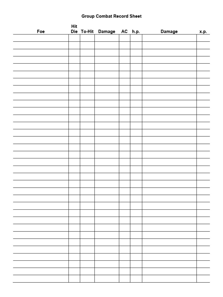 Group Combat Record Sheet D&D 2013 11 16 15x38 | PDF