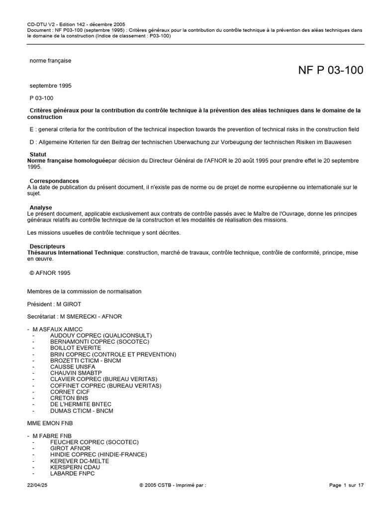 Critères de contrôle technique en construction | PDF | Sécurité