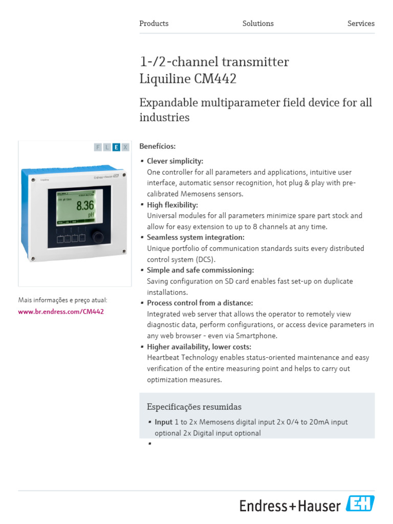 Liquiline CM442 Transmitter Overview | PDF | Sensor | Computing