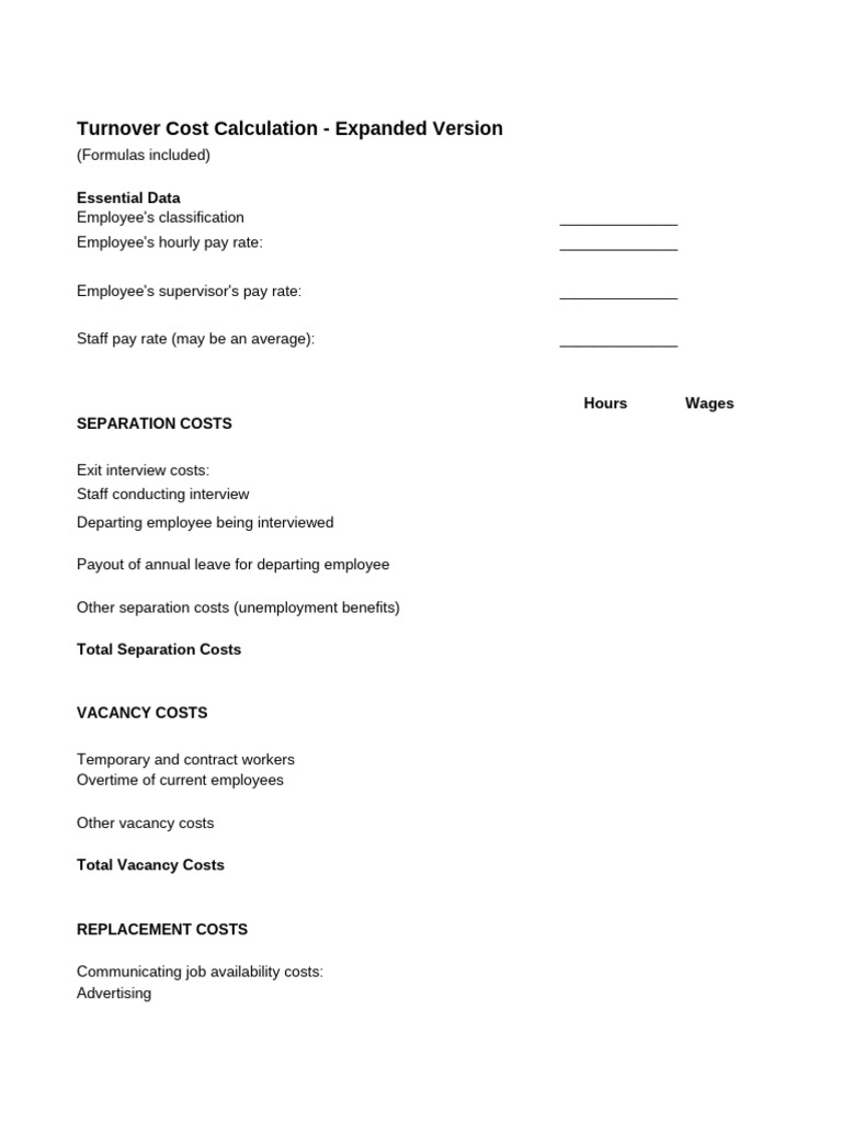 Turnover Cost Calculation Guide | PDF