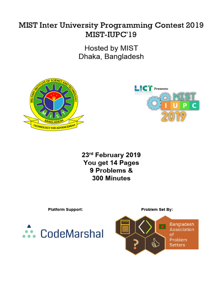 Mist IUPC2019 | PDF | Summation | Computing