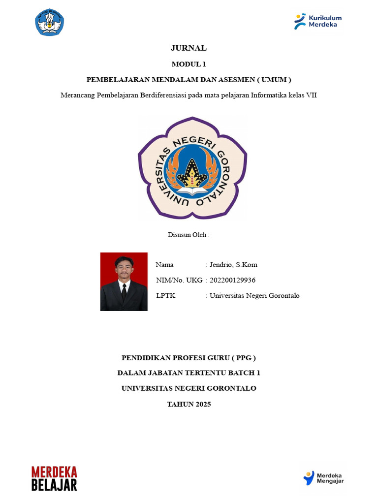 JURNAL MODUL 1 Merancang Pembelajaran Berdifirensiasi. JENDRIO, S.kom ...