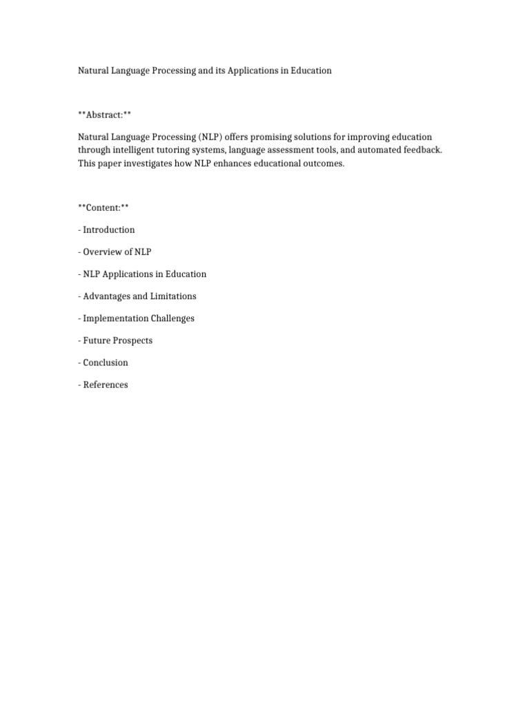 Paper 4 Natural Language Processing and Its Applications in Education | PDF
