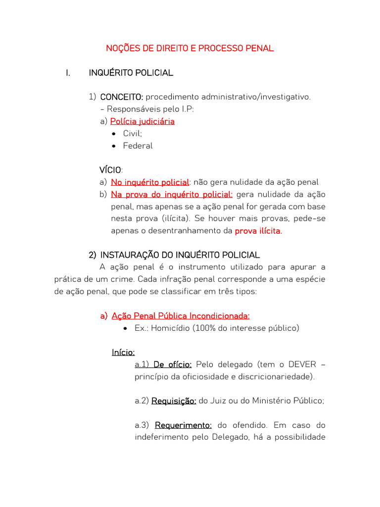 Inquérito Policial e Ação Penal: Conceitos e Tipos | PDF | Polícia ...