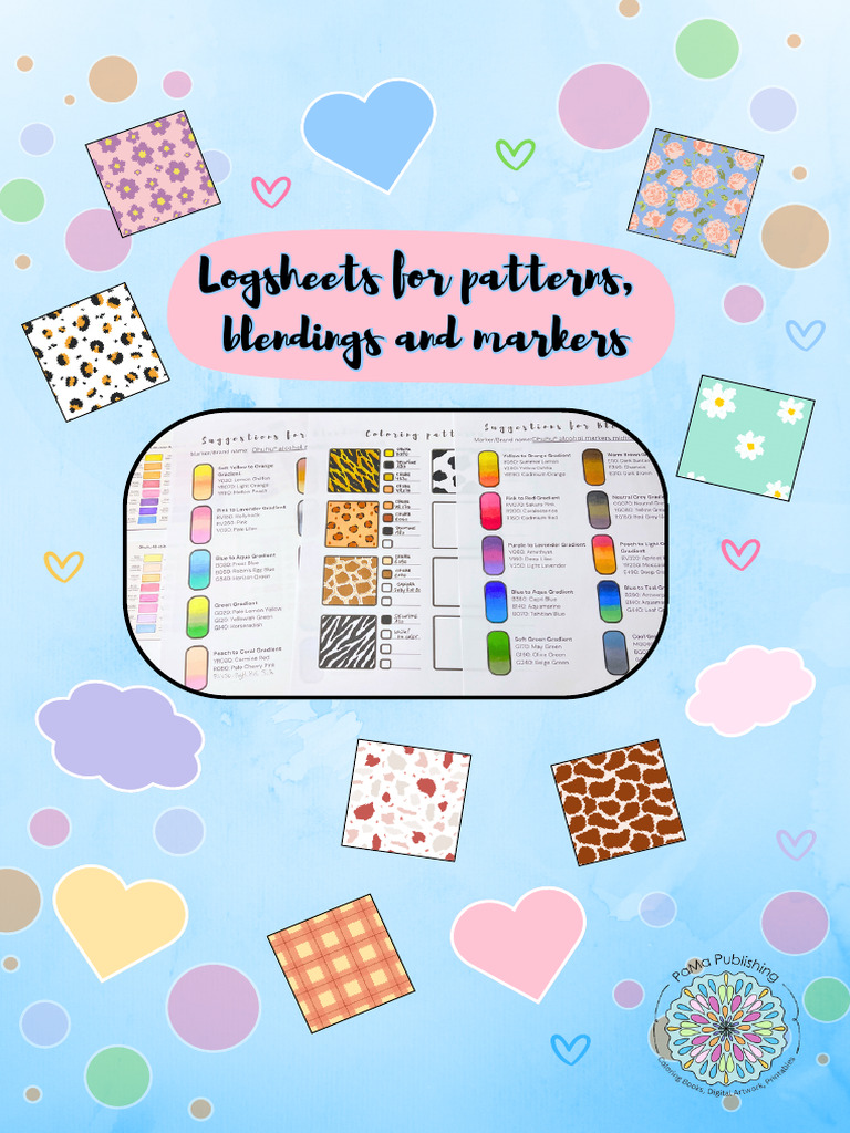 Coloring Logsheets for Markers & Patterns | PDF | Green | Blue