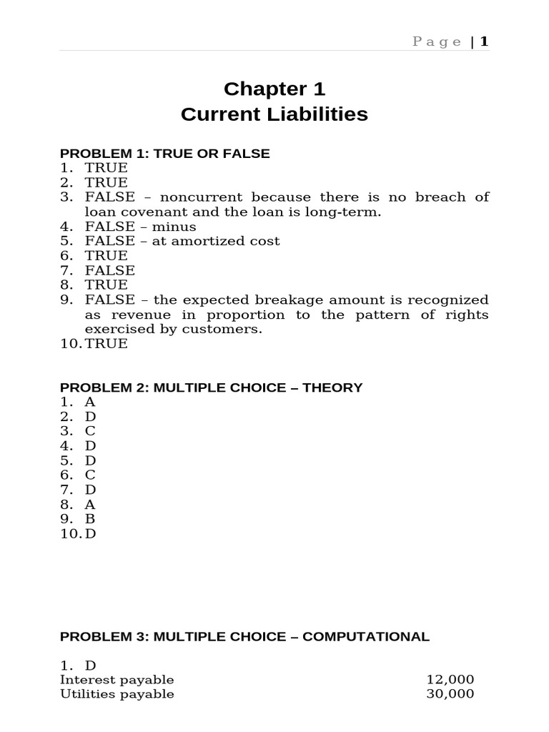 Current Liabilities Analysis and Solutions | PDF | Bonds (Finance ...