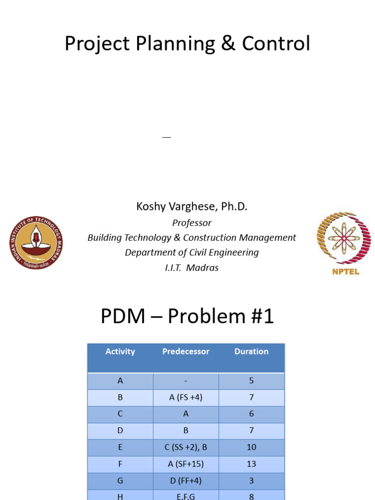PDM Analysis and Network Drawing | PDF | Project Management