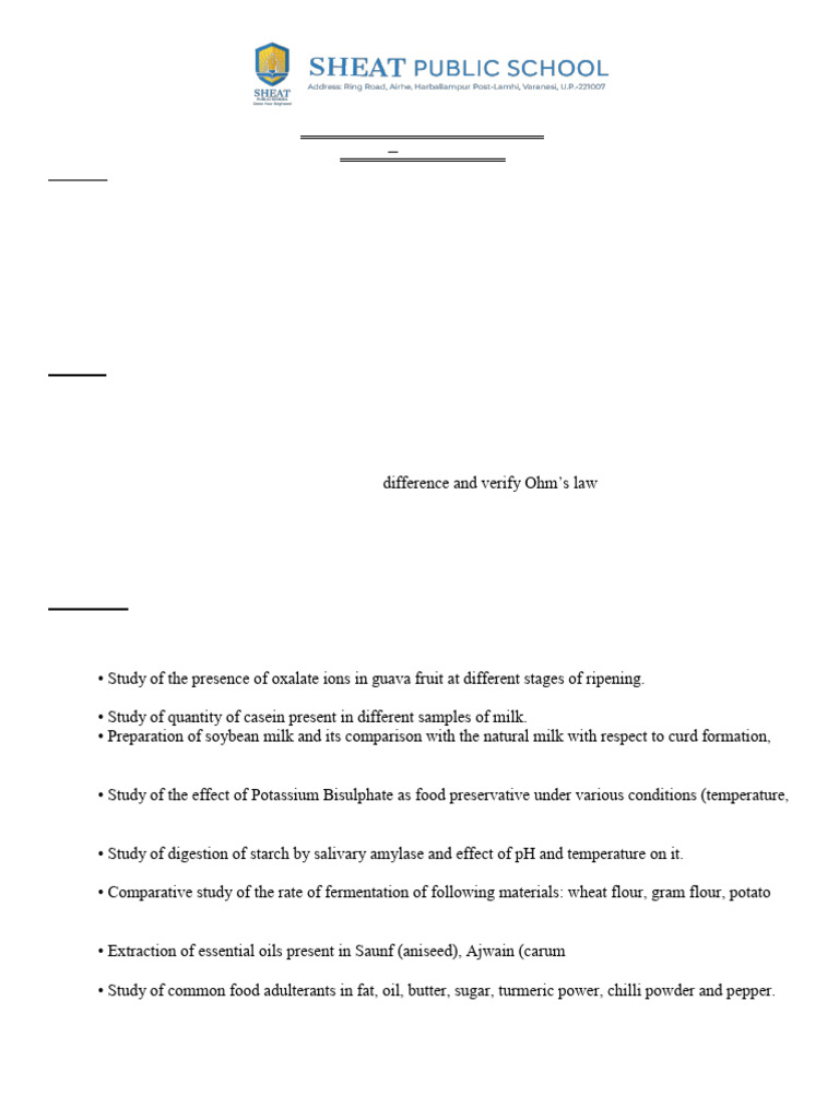 Grade XII Science Holiday Homework 2025-26-1 | PDF