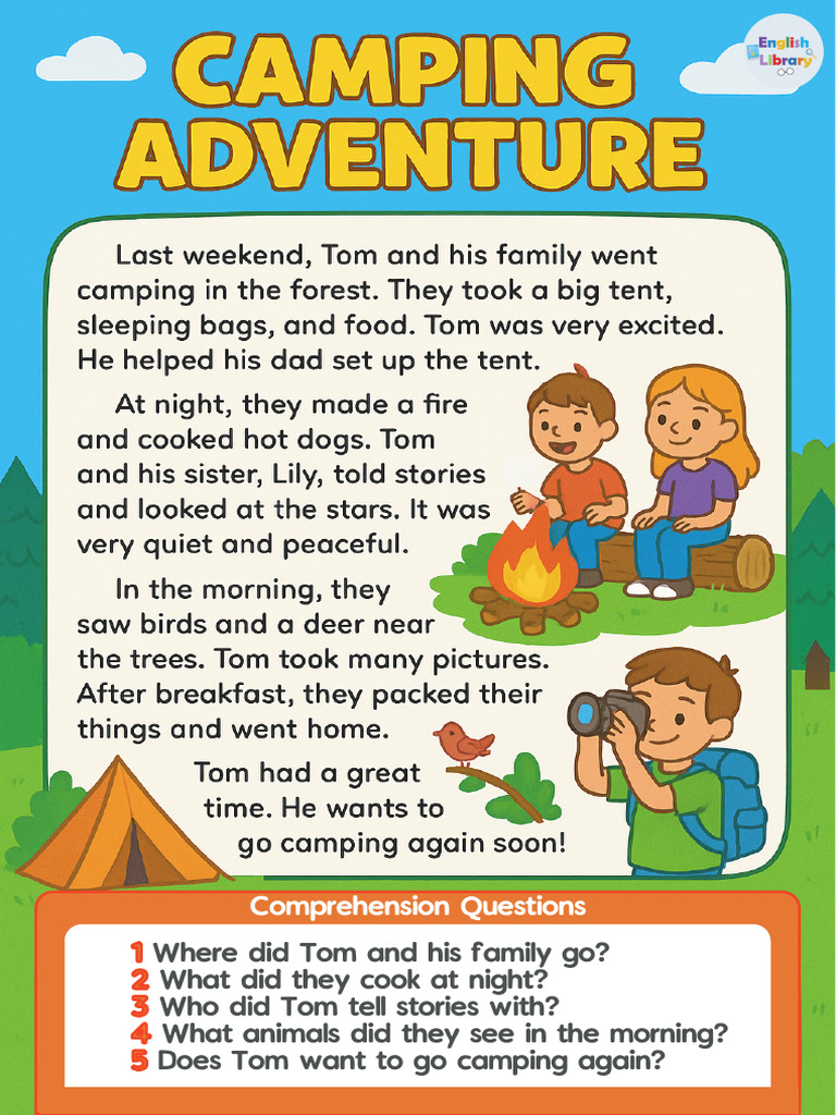 Camping AdventureA2 - EnglishLibrary | PDF