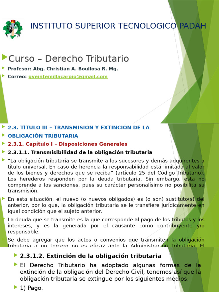Transmisión y Extinción de Obligaciones Tributarias | PDF | Pagos ...