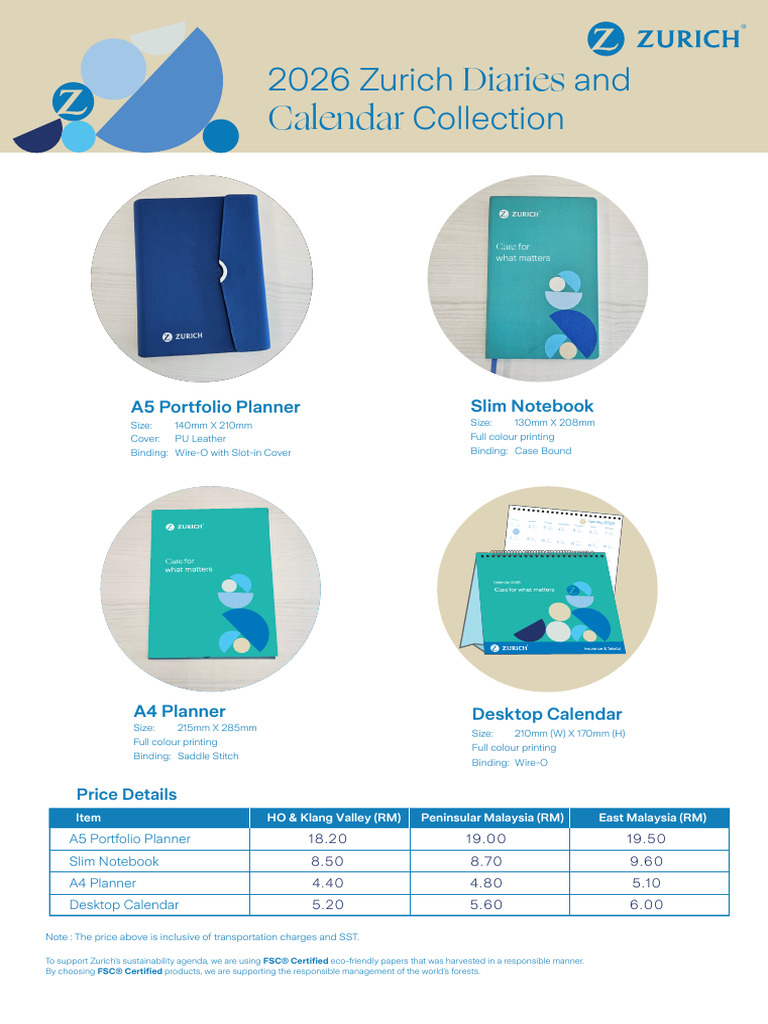 2026 Zurich Diary and Calendar Collection | PDF