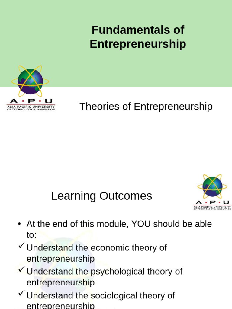 Theories of Entrepreneurship Explained | PDF | Entrepreneurship | Sociology