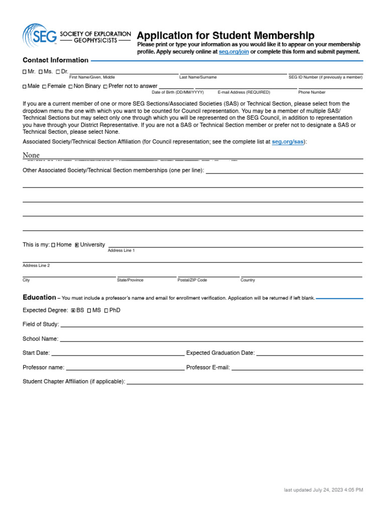 SEG Student Member Application Form - Web 2025 - UNN | PDF | Payments ...