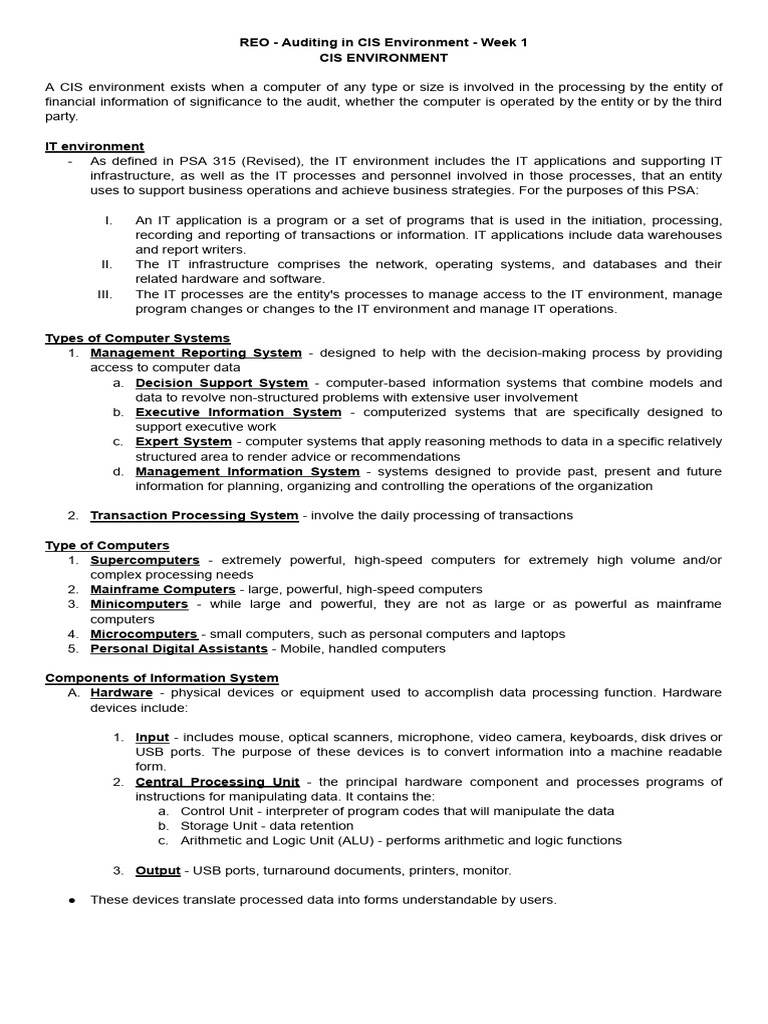 Auditing in CIS Environment Overview | PDF | Computer Network ...
