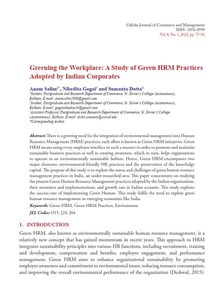 IndusInd Bank's Green HRM Initiatives | PDF | Human Resource Management ...