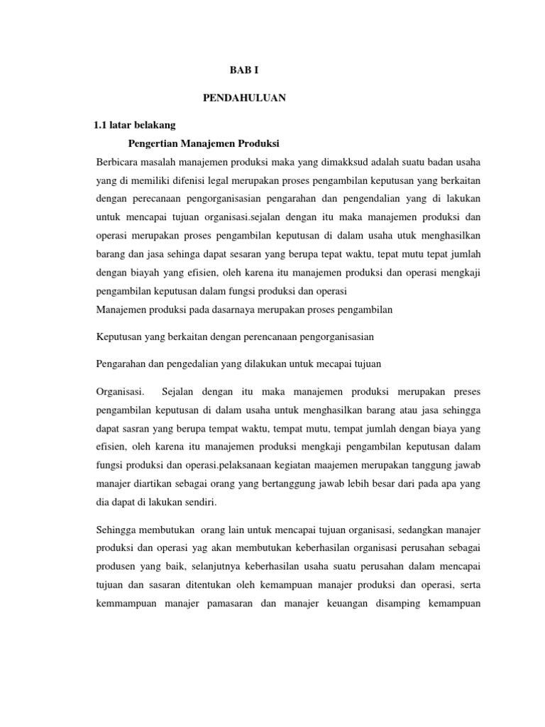 Pembahasan Manajemen Produksi Dan Operasi Menyangkut Pembahasan