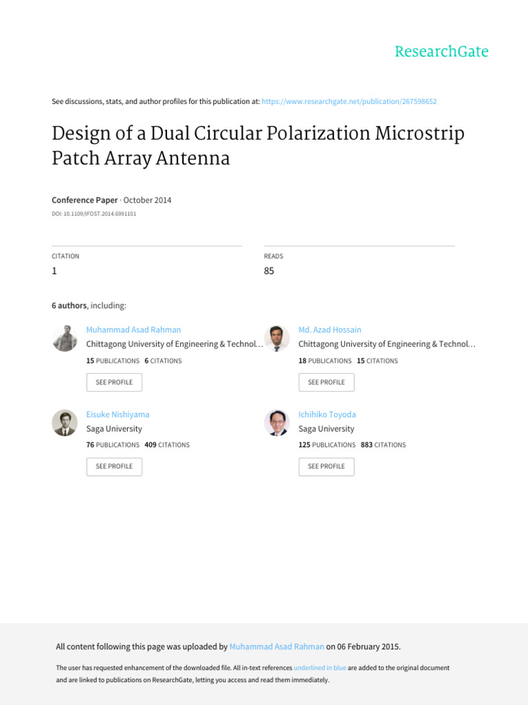 Design of A Dual Circular Polarization M | PDF | Antenna (Radio ...