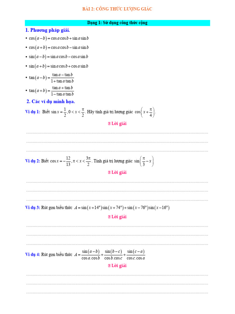 BTVN Bu I 3,4,5-D NG 1-Công TH C C NG | PDF