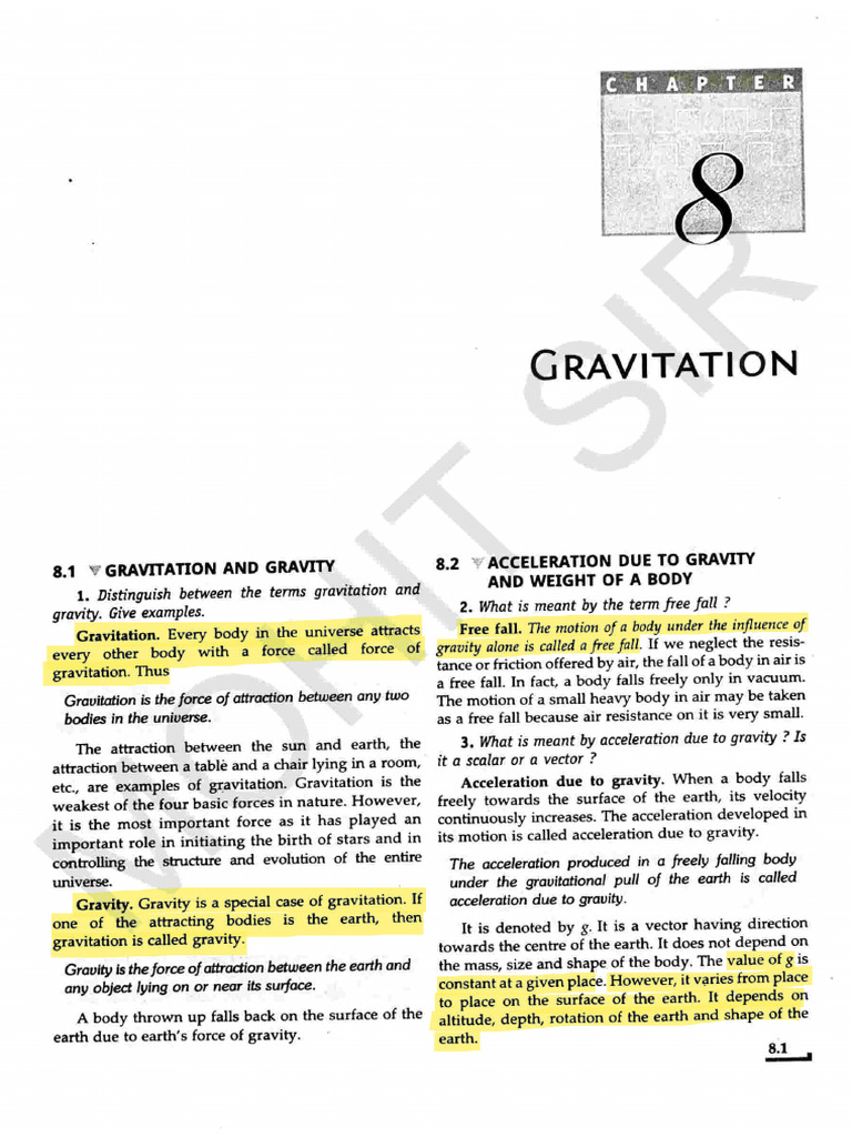 11 SL CH 08 Gravitation | PDF