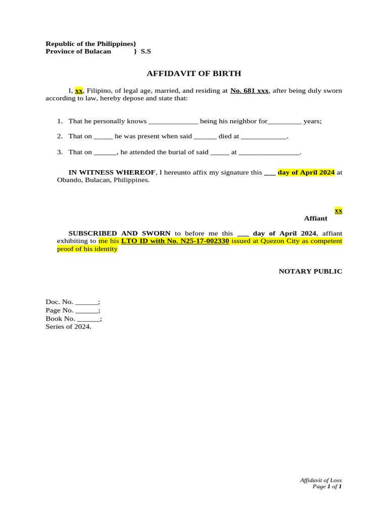 Affidavit of Death Rev | PDF
