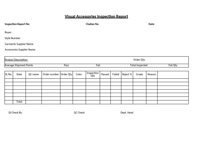 Visual Accessories Inspection Format | PDF