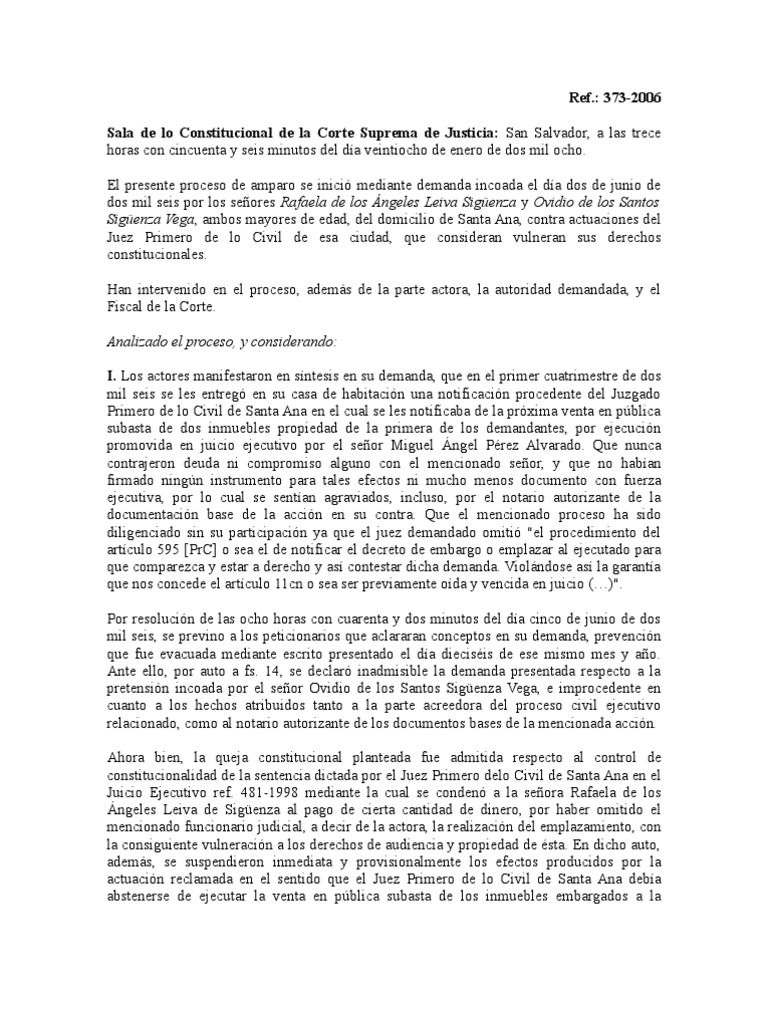 Amparo Constitucional en Juicio Civil | PDF | Ley procesal | Caso de ley