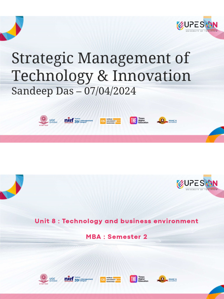 Strategic Management of Technology and Innov - Unit8 - 9 - SD | PDF