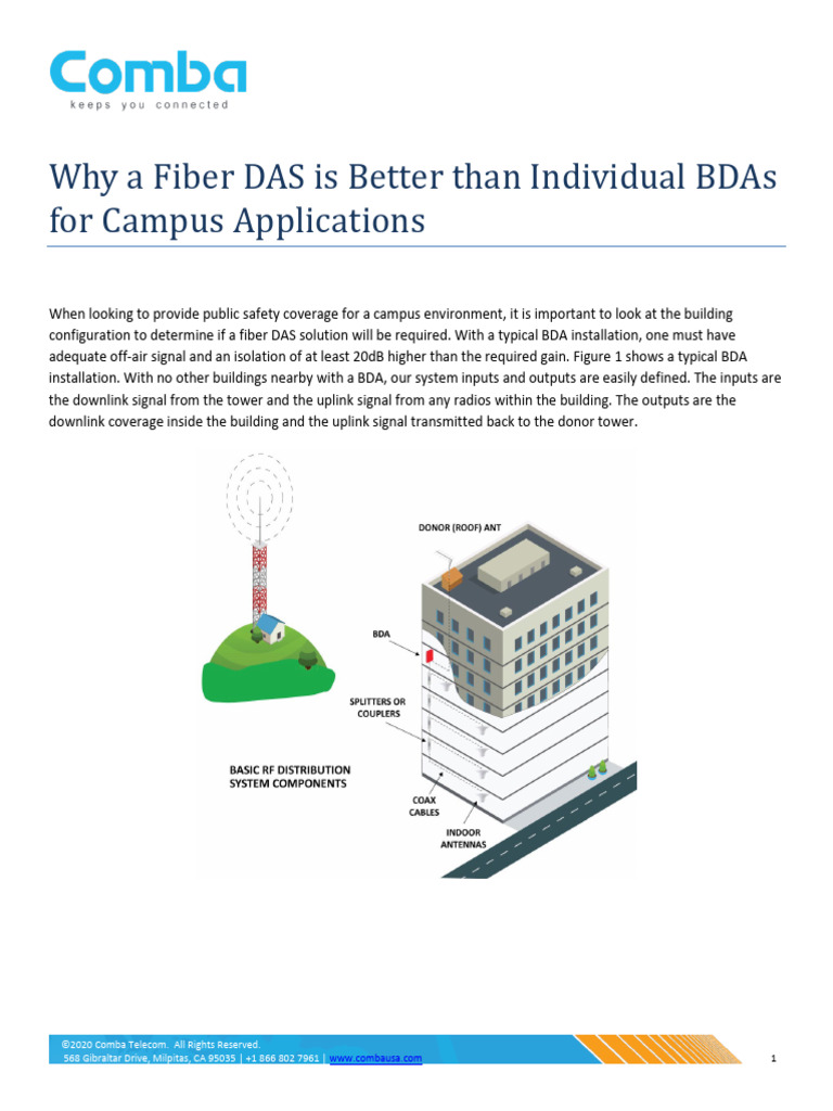 Fiber DAS vs. BDA for Campus Safety | PDF | Antenna (Radio) | Decibel