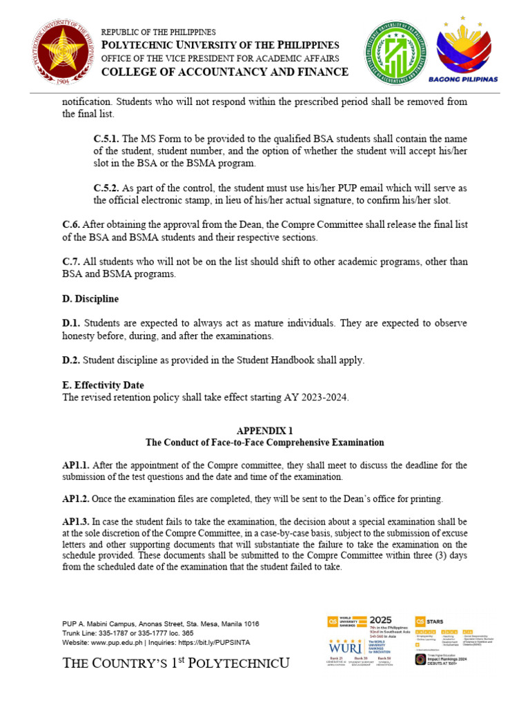 BSA and BSMA Program Retention Policy | PDF