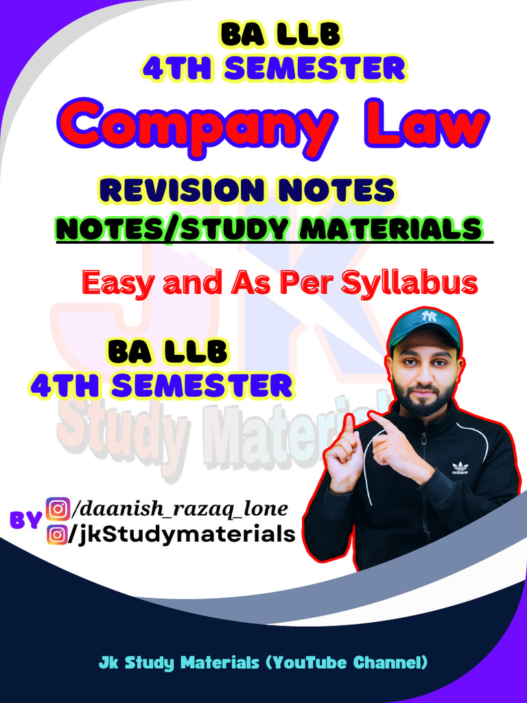Company Law Notes for BA LLB 4th Sem | PDF | Articles Of Association ...