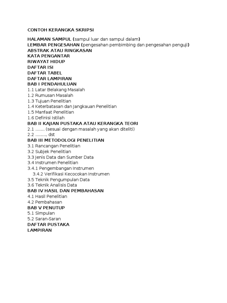 Contoh Kerangka Skripsi