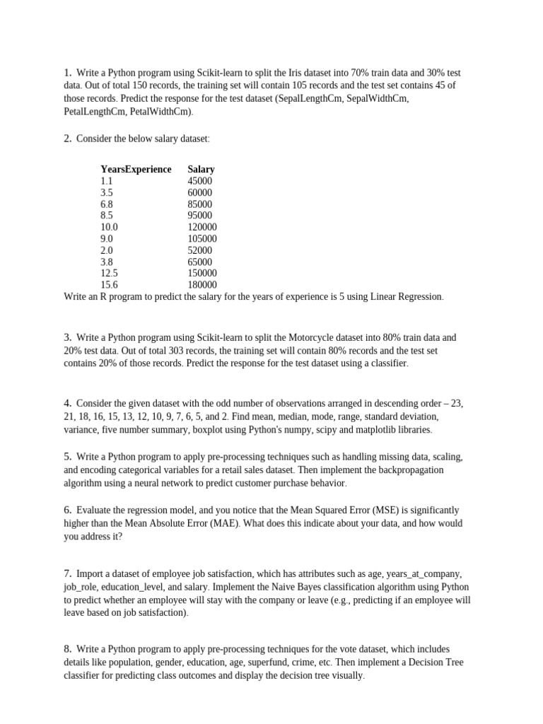 Data Science Programming Tasks Overview | PDF | Statistical ...