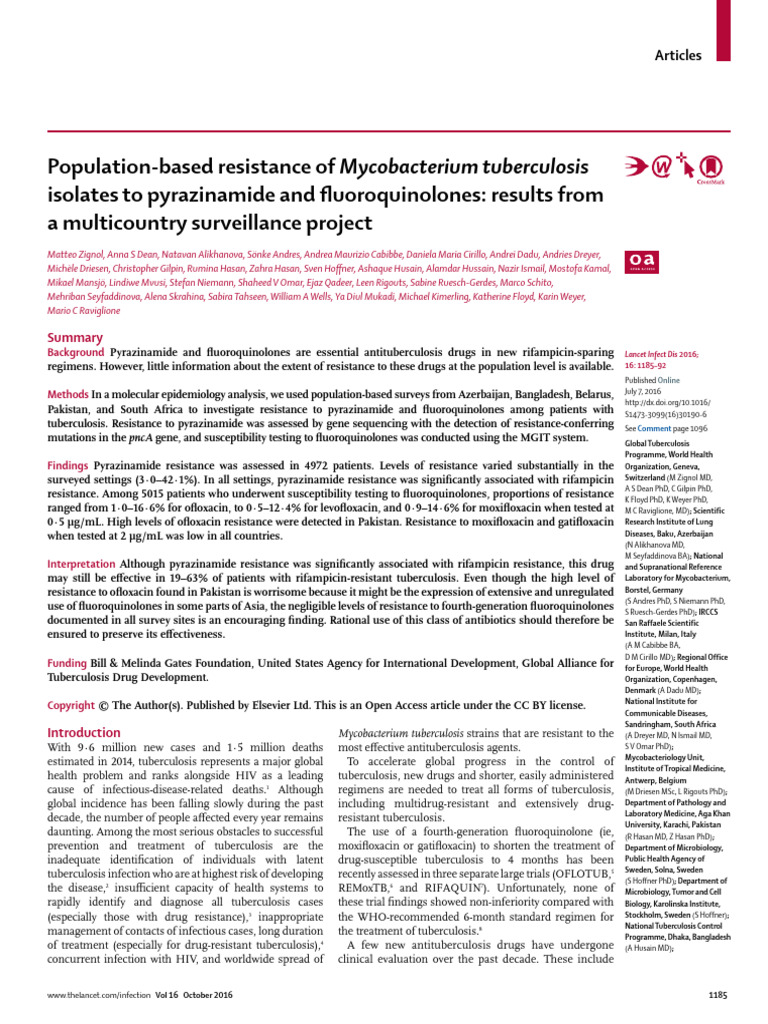 Resistance of Mycobacterium Tuberculosis | PDF | Tuberculosis ...