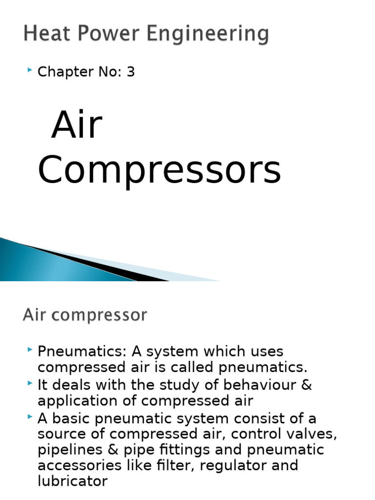 Chapter No 3 Air Compressors | PDF | Pump | Piston