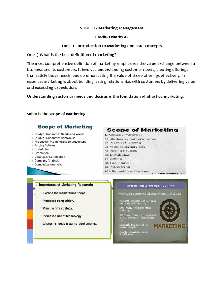 Marketing Management Overview and Concepts | PDF | Marketing | Market ...