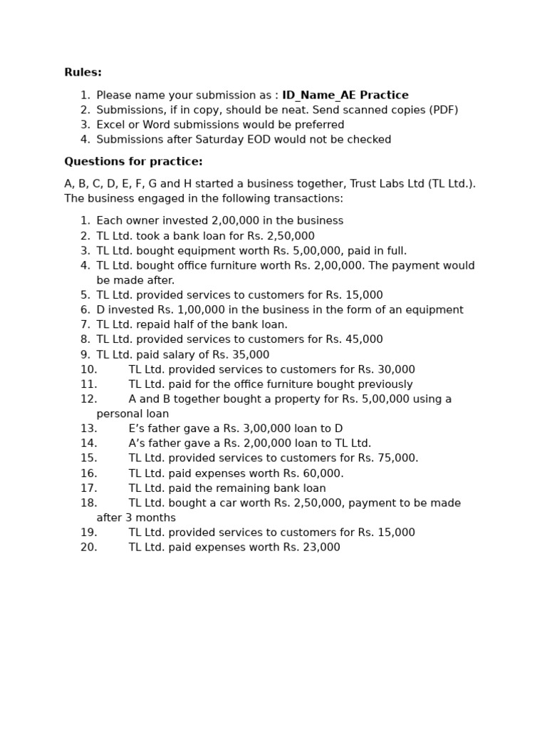 Accouting Equation Practice - 25th June | PDF