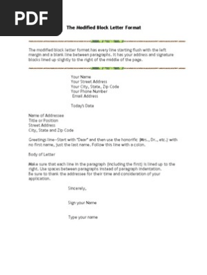 The Modified Block Letter Format