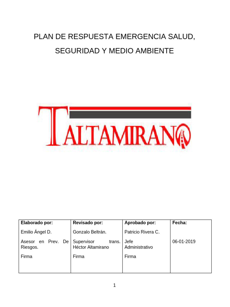Plan de Emergencia en Salud y Seguridad | PDF | Conduccion termica ...