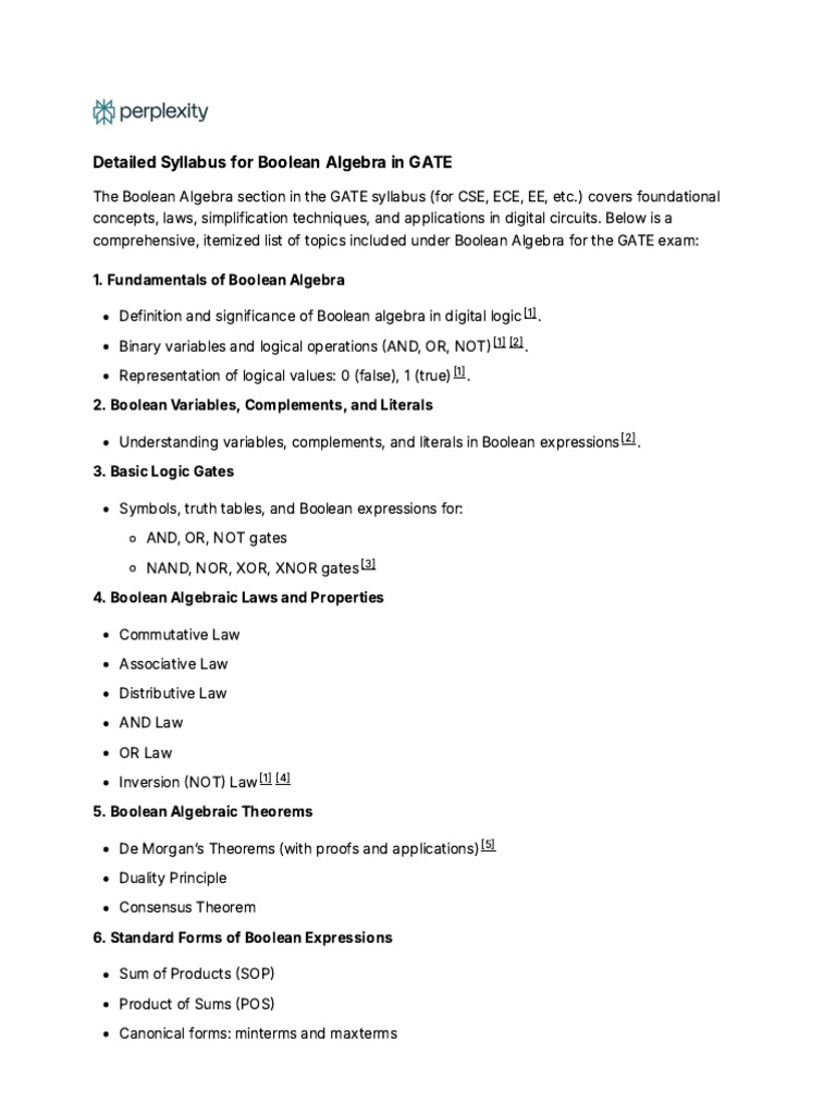 GATE Boolean Algebra Syllabus Overview | PDF | Boolean Algebra ...