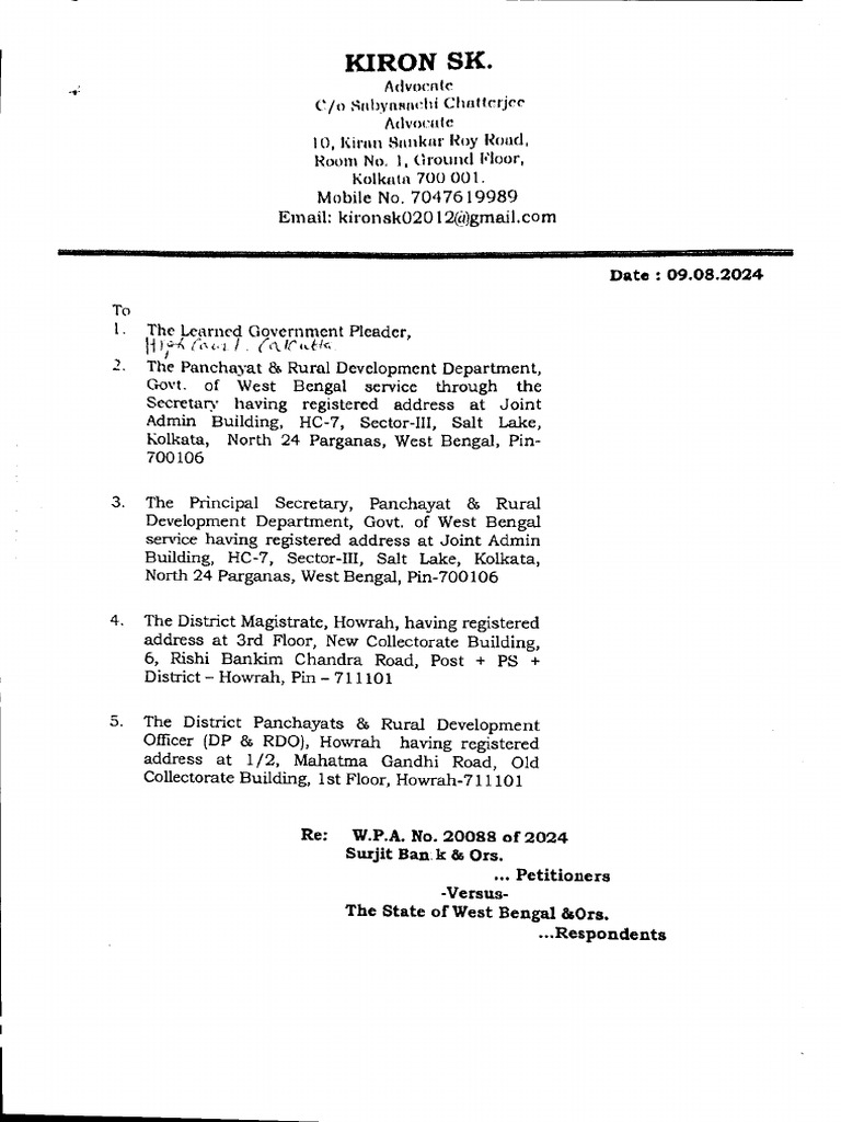Writ Petition Sample Document | PDF