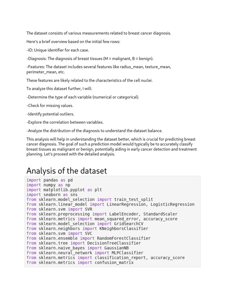 Breast Cancer Diagnosis 1703707725 | PDF | Regression Analysis ...