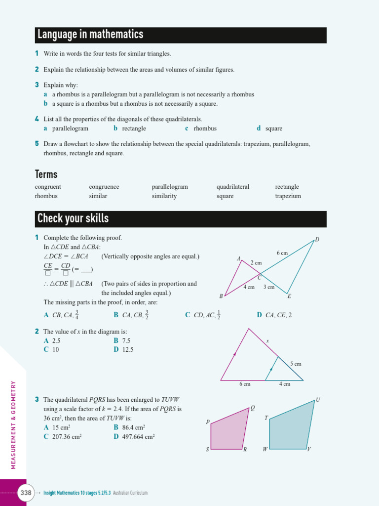 Similar Triangles and Quadrilaterals | PDF | Rectangle | Area