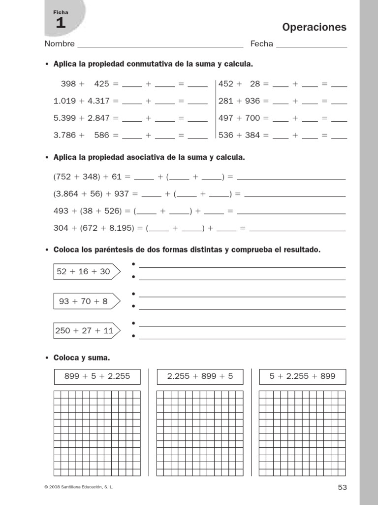 Ejercicios de Operaciones Matemáticas | PDF | Matemática Elemental ...