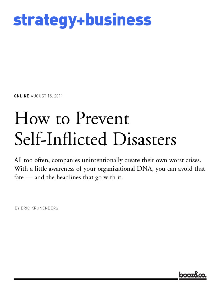 Fresh Look at Preventing Self Inflicted Crises Pdf Risk