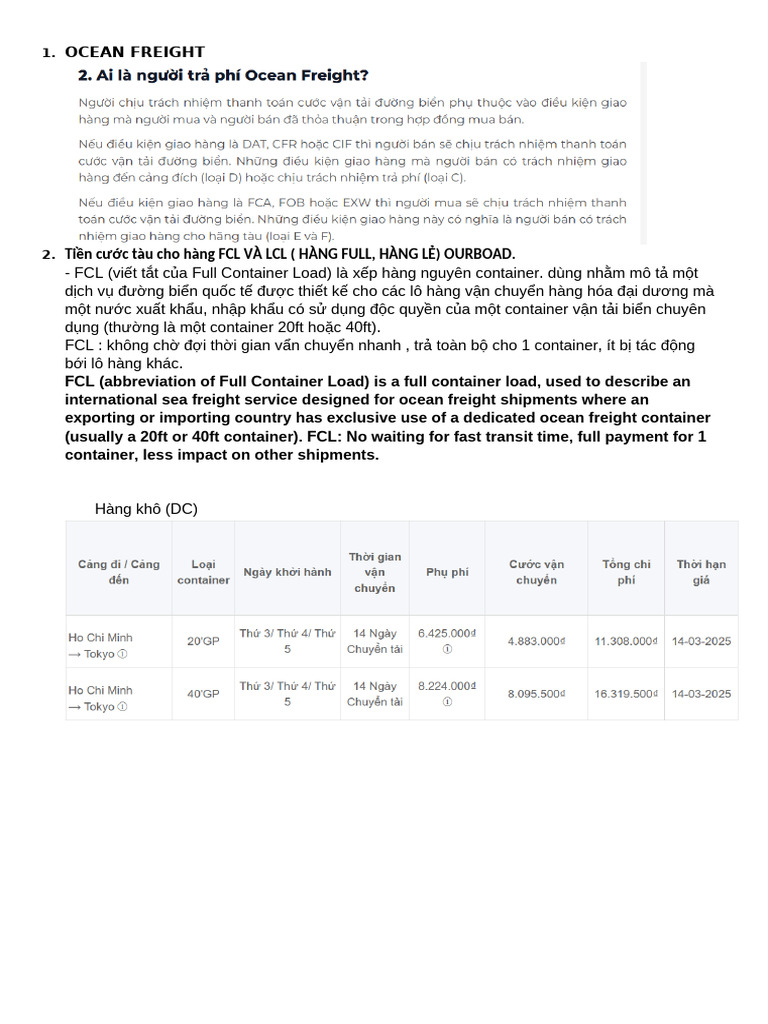 Ocean Freight. | PDF