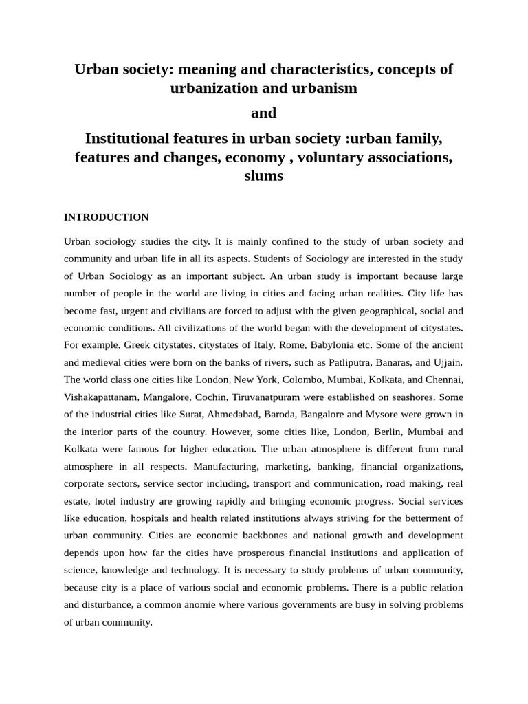 Understanding Urban Society and Sociology | PDF | Cost Of Living | Slum